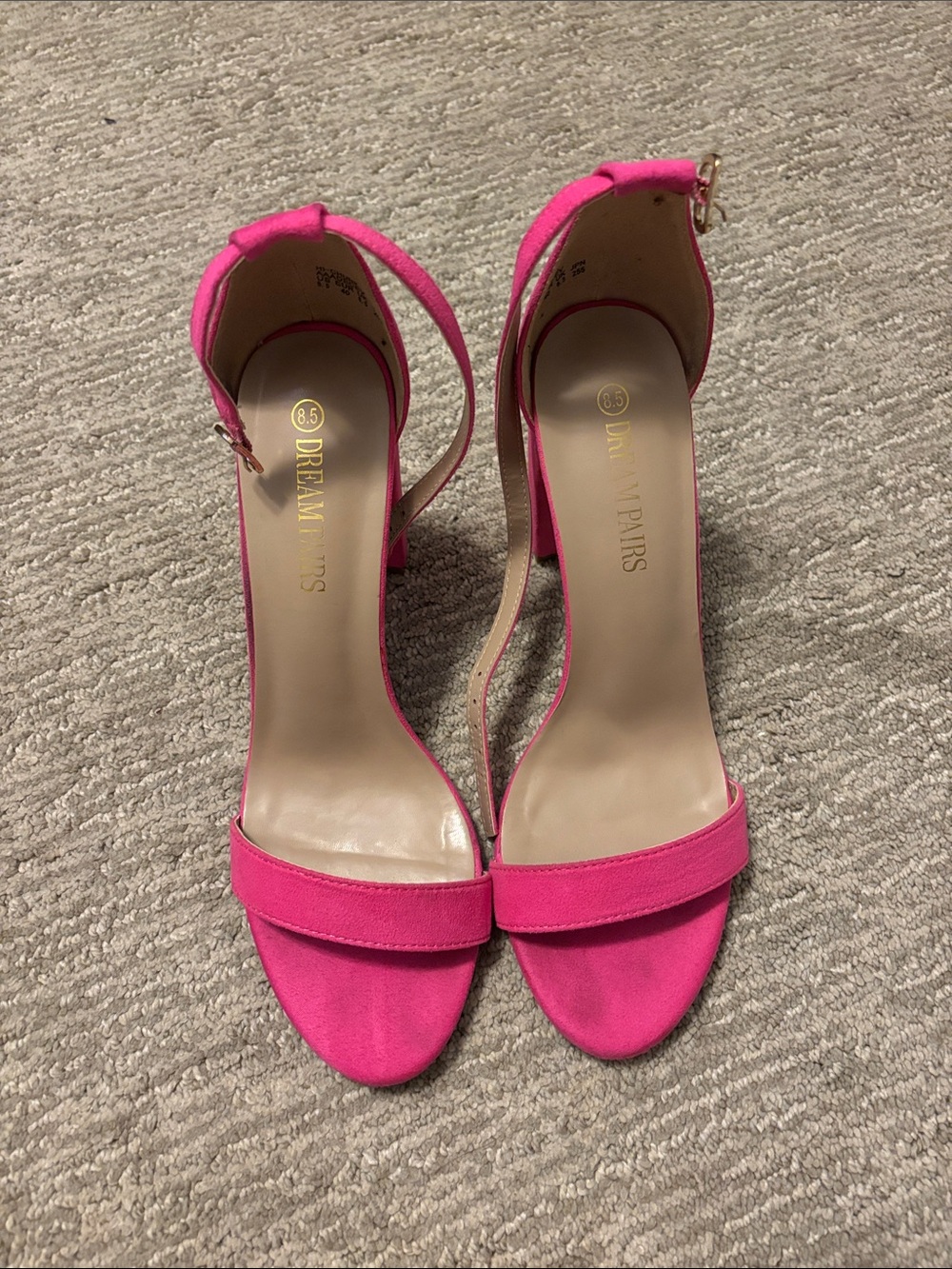 Dream Pairs Bright Pink Ankle Strap Open-Toe Heels